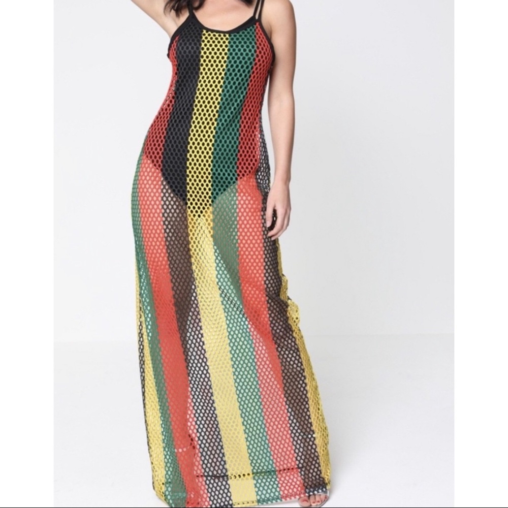 Multi Color Fishnet Maxi Dress